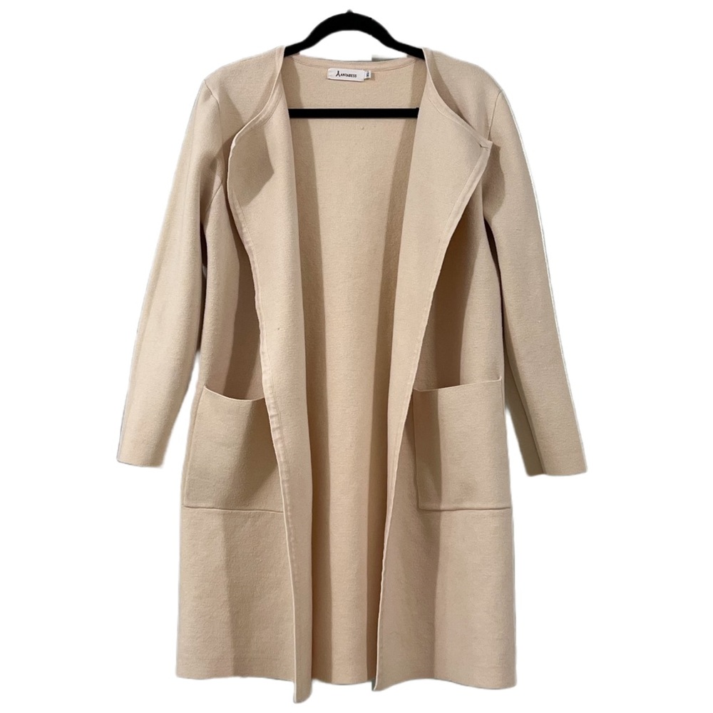Elegant Beige Longline Cardigan by Anabess - Perfect Layering Piece